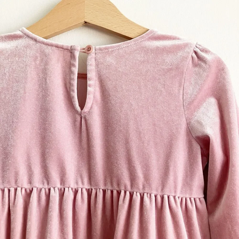 babyGap Velvet Dress Size 2 2T Rose Pink Long Sleeve Holiday Party Winter Fall